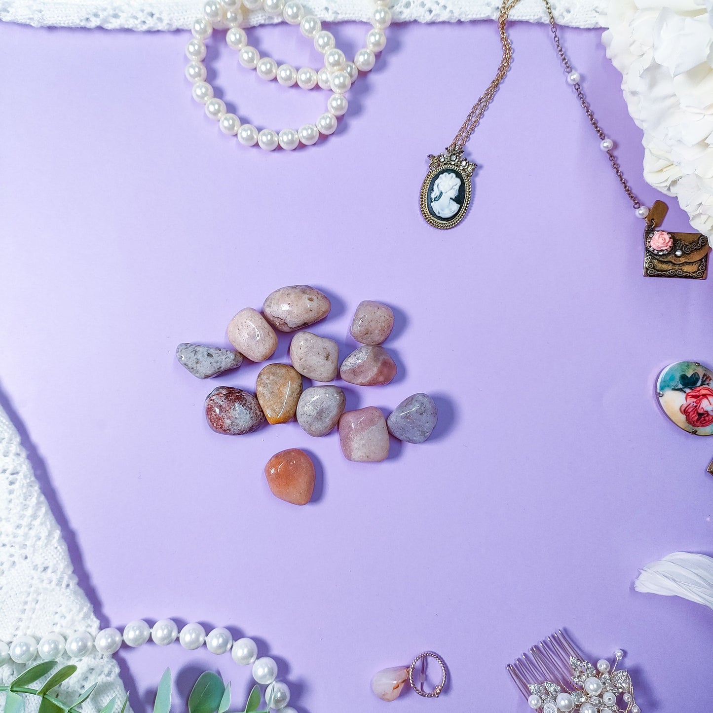 Vaaleanpunainen ametisti rumpuhiottu