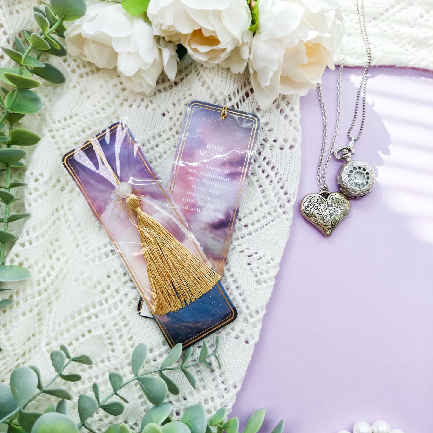 Kirjanmerkki ruusukvartsi